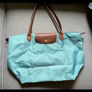 Long champ large tote turquoise